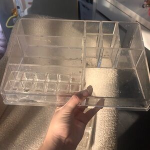 Used glass makeup storage